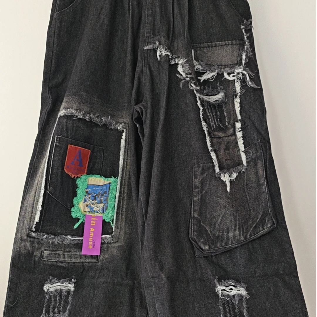 【婉婷潮牌】6570时尚潮流休闲百搭女士洗水牛仔裤大版牛仔裤