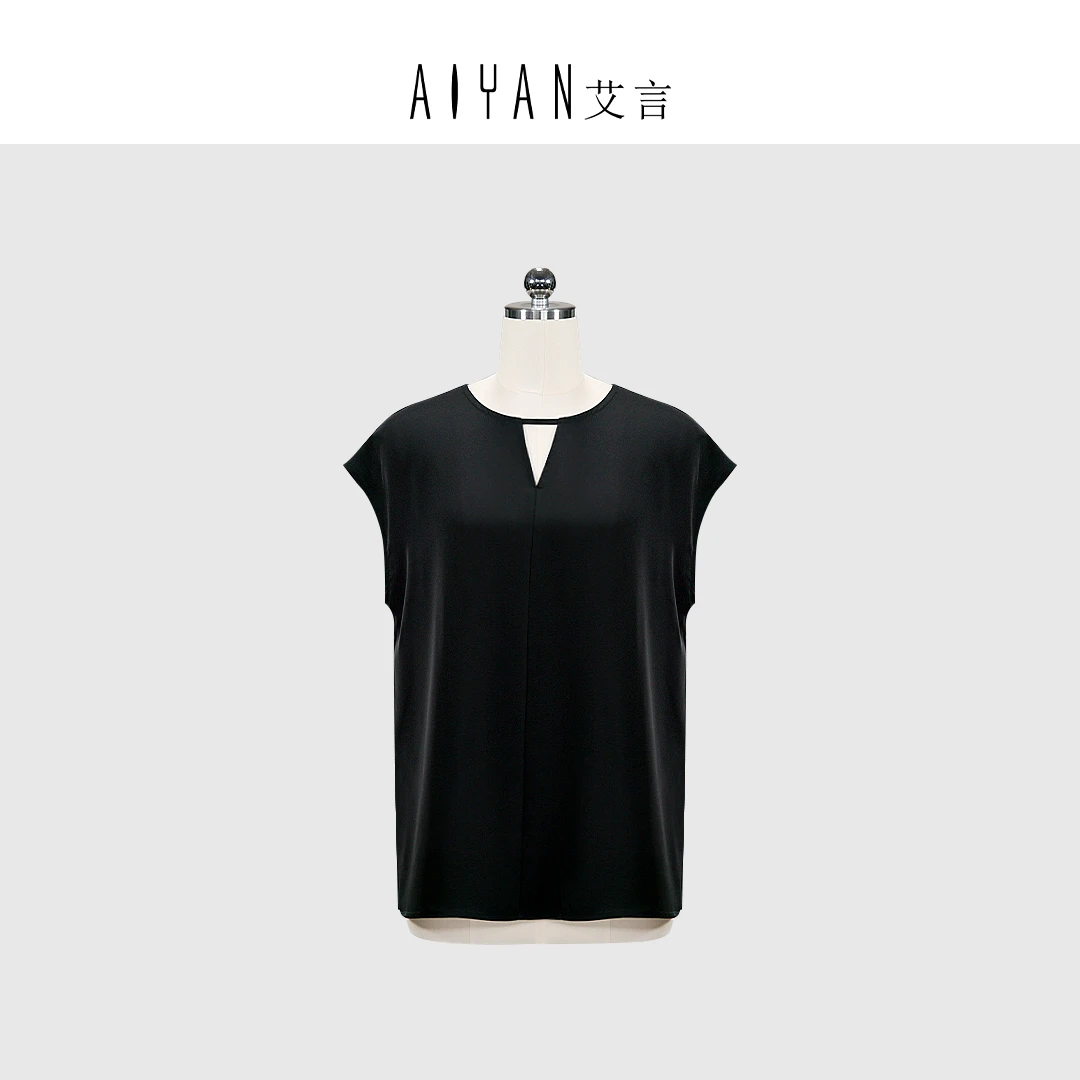 【keke设计款-AE160】夏季新品百搭气质显瘦高级设计师无袖T恤