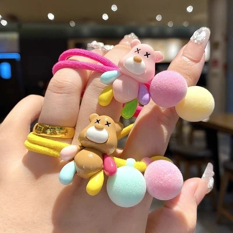 韩版可爱小熊橡皮筋扎头发女头饰高弹力耐用不伤发简约后脑勺发饰