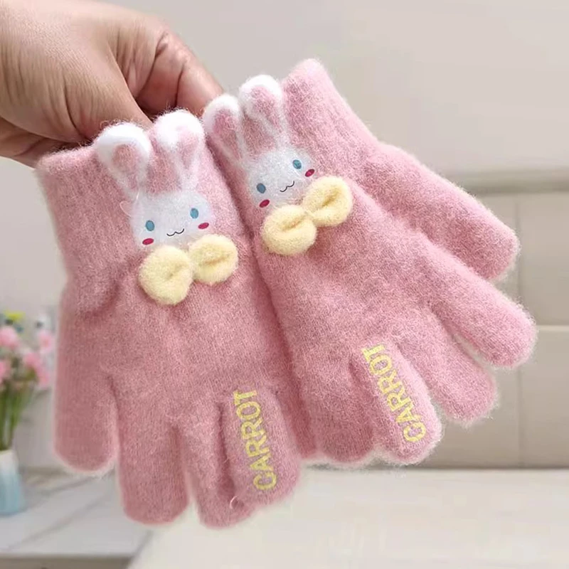 3-12岁儿童手套中大童冬季女童五指保暖可爱卡通8小孩女孩6岁宝宝