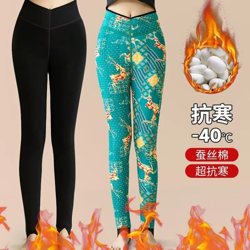 福禄双全冬季高腰保暖蚕丝打底裤保暖显瘦踩脚