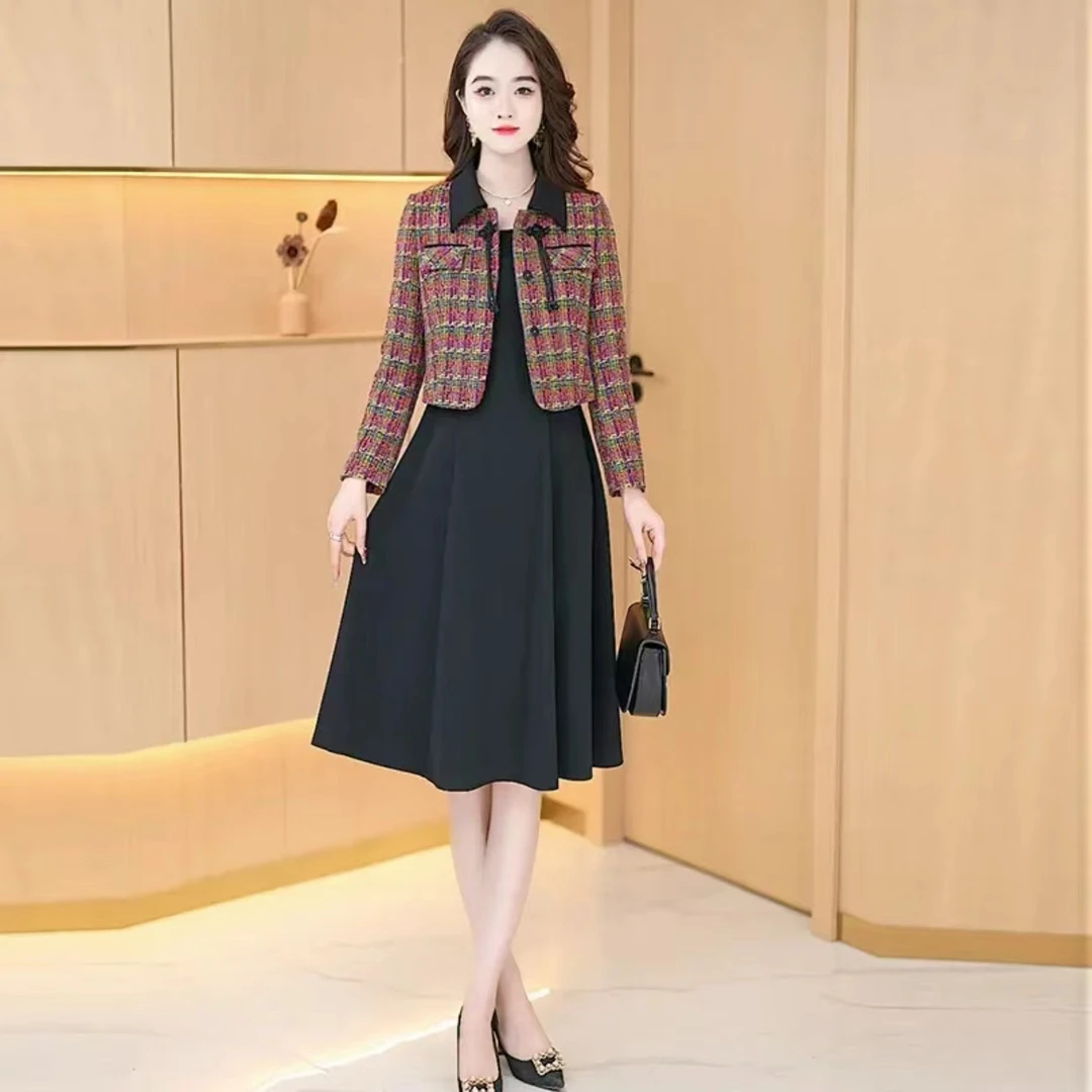 【两件套】早秋印花服饰轻奢显瘦减龄优雅气质时尚洋气两件套套裙子