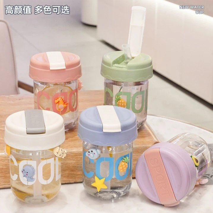 可爱水杯女学生高颜值带吸管塑料杯夏季新款2023便携学生大肚杯子