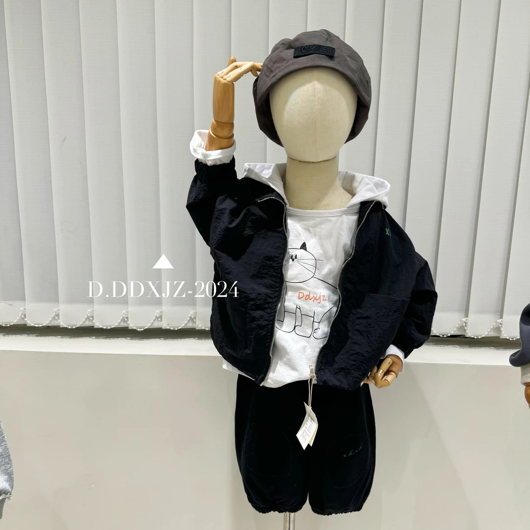 【春款.上新】达不溜家韩版百搭翻领男童纯色简约风衣拉链外套 8057