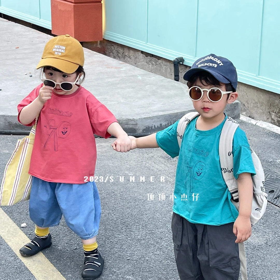 【捡漏款】达不溜家原创 男童 笑脸 托马斯 毛边短袖T恤 23052