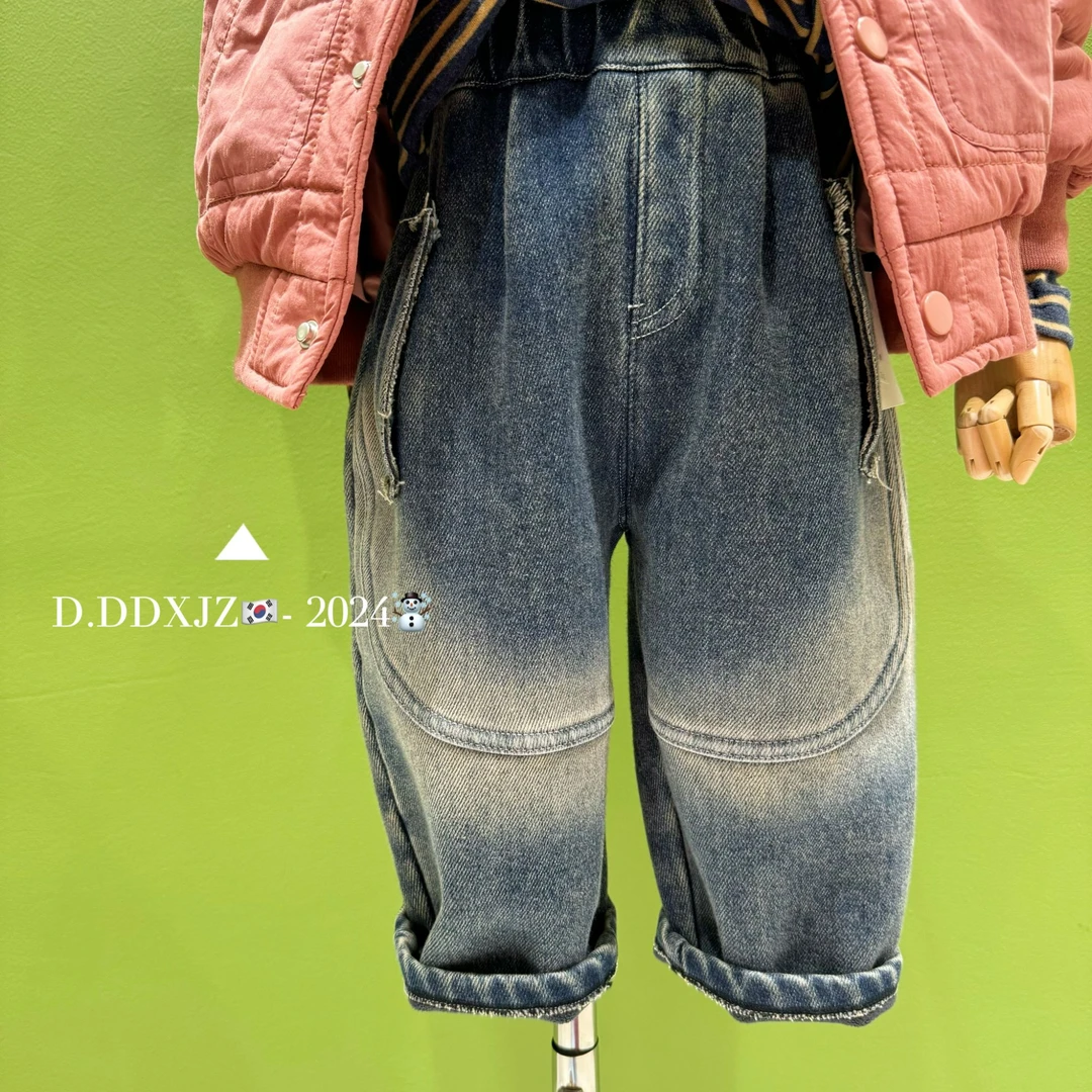 【双十一收官上新】达不溜家原创儿童韩系百搭渐变加绒牛仔裤 75016
