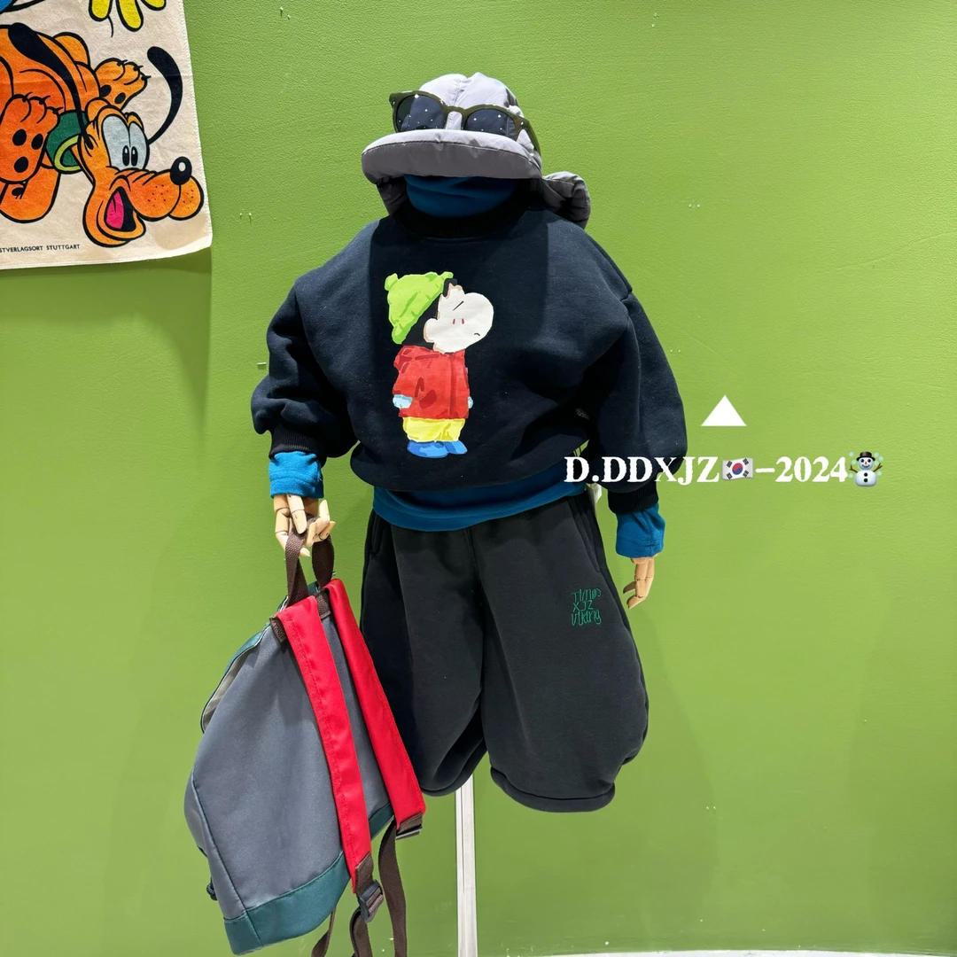 【10.23新款】达不溜家原创品牌冬季儿童韩系蜡笔小新加绒卫衣85006