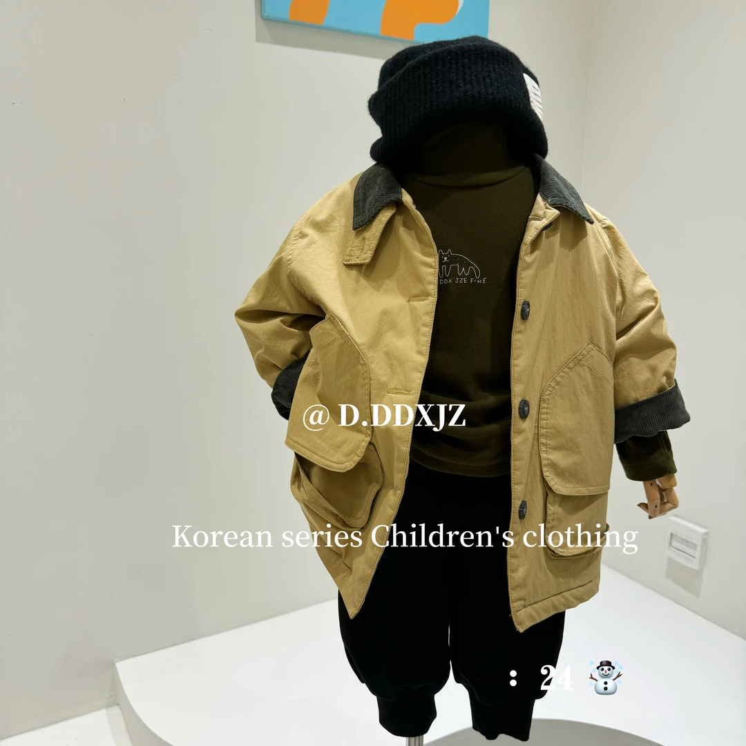 【10.16冬款】达不溜家原创 男女童韩系冬季长款加棉风衣外套 85029