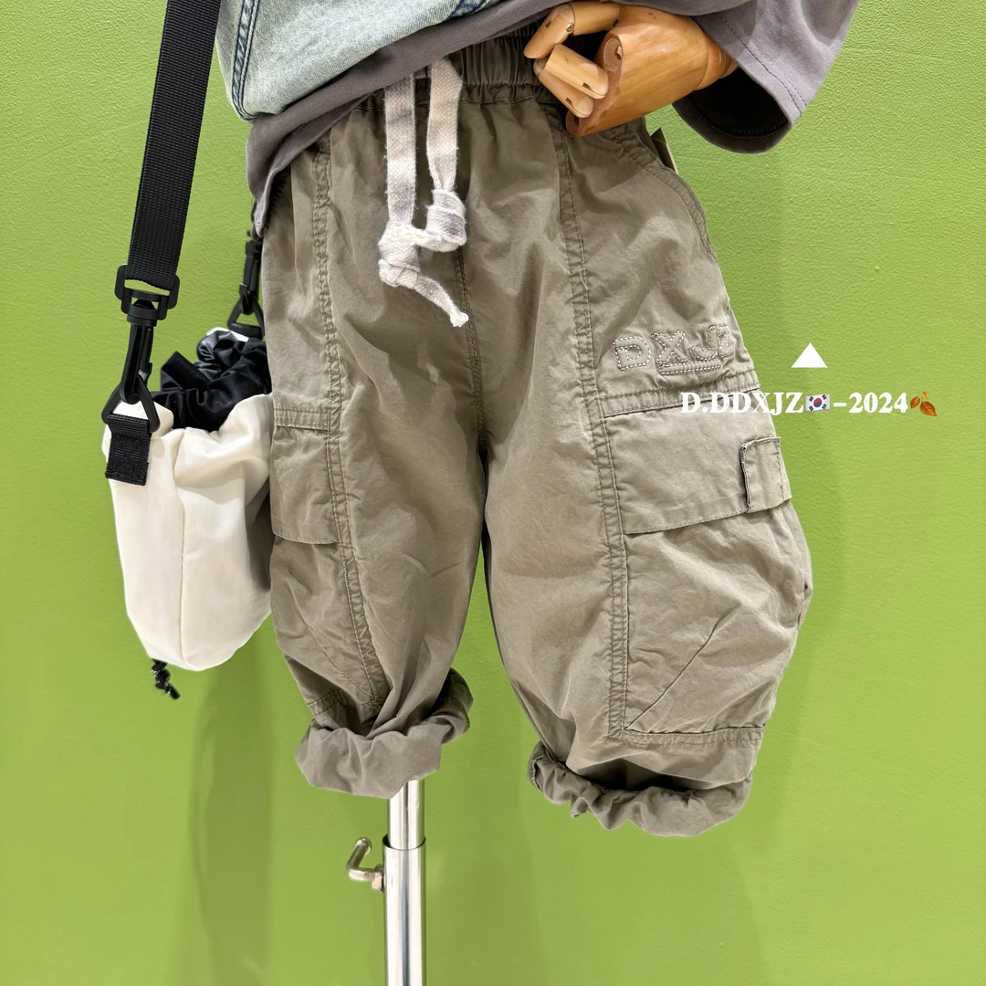 【秋款上新】2024新款 达不溜家原创儿童韩版绣字母工装裤 5018