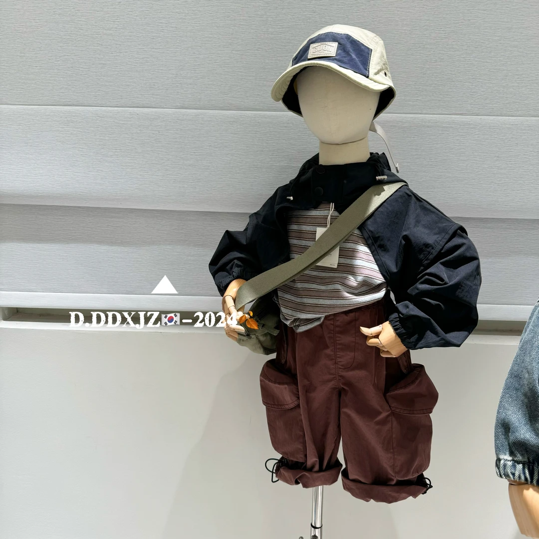 【8.28新款】达不溜家韩版 暗色系 男童炸街斗篷风衣连帽外套 8051