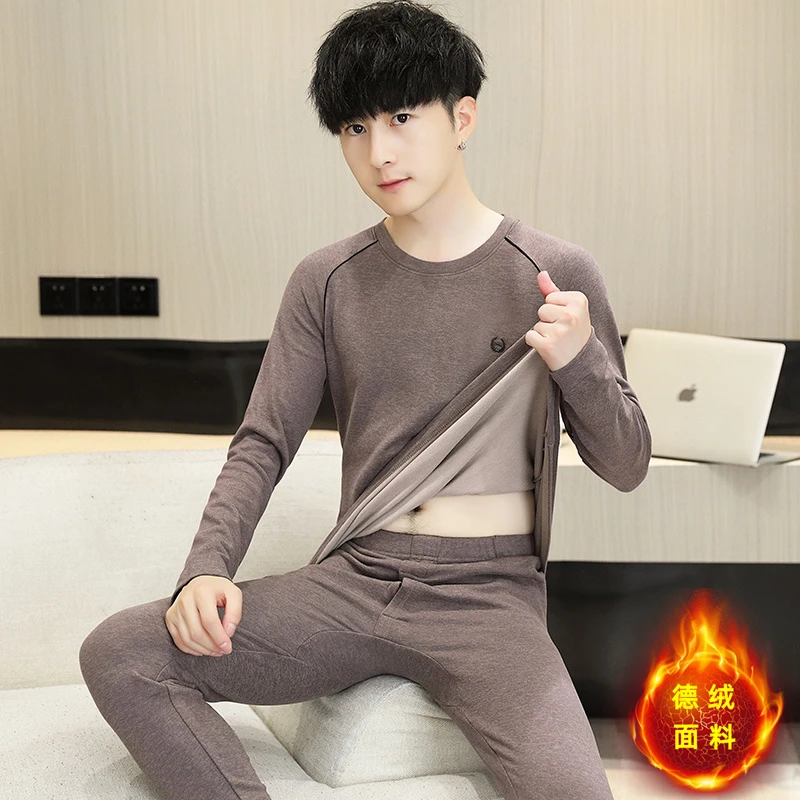零下10度保暖内衣套装男士加厚加绒青少年初高中学生德绒秋衣秋裤