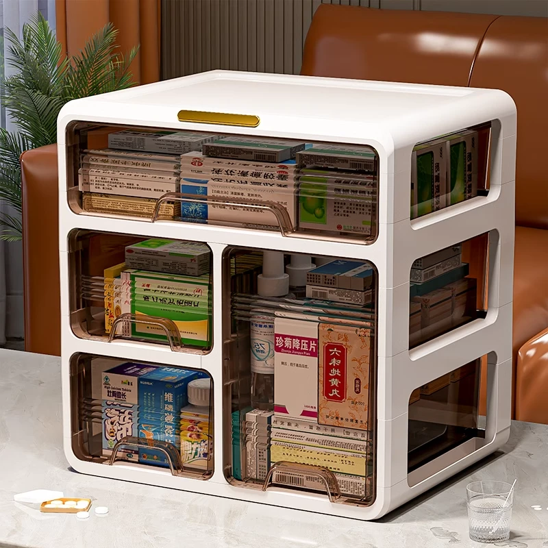 奇喵家庭装药物防尘透明收纳家用内衣杂物收纳箱多层抽屉式收纳柜
