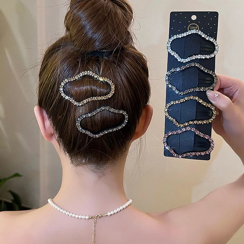 高级感水钻镂空云朵韩式女气质侧边刘海碎发bb夹后脑勺一字夹发卡