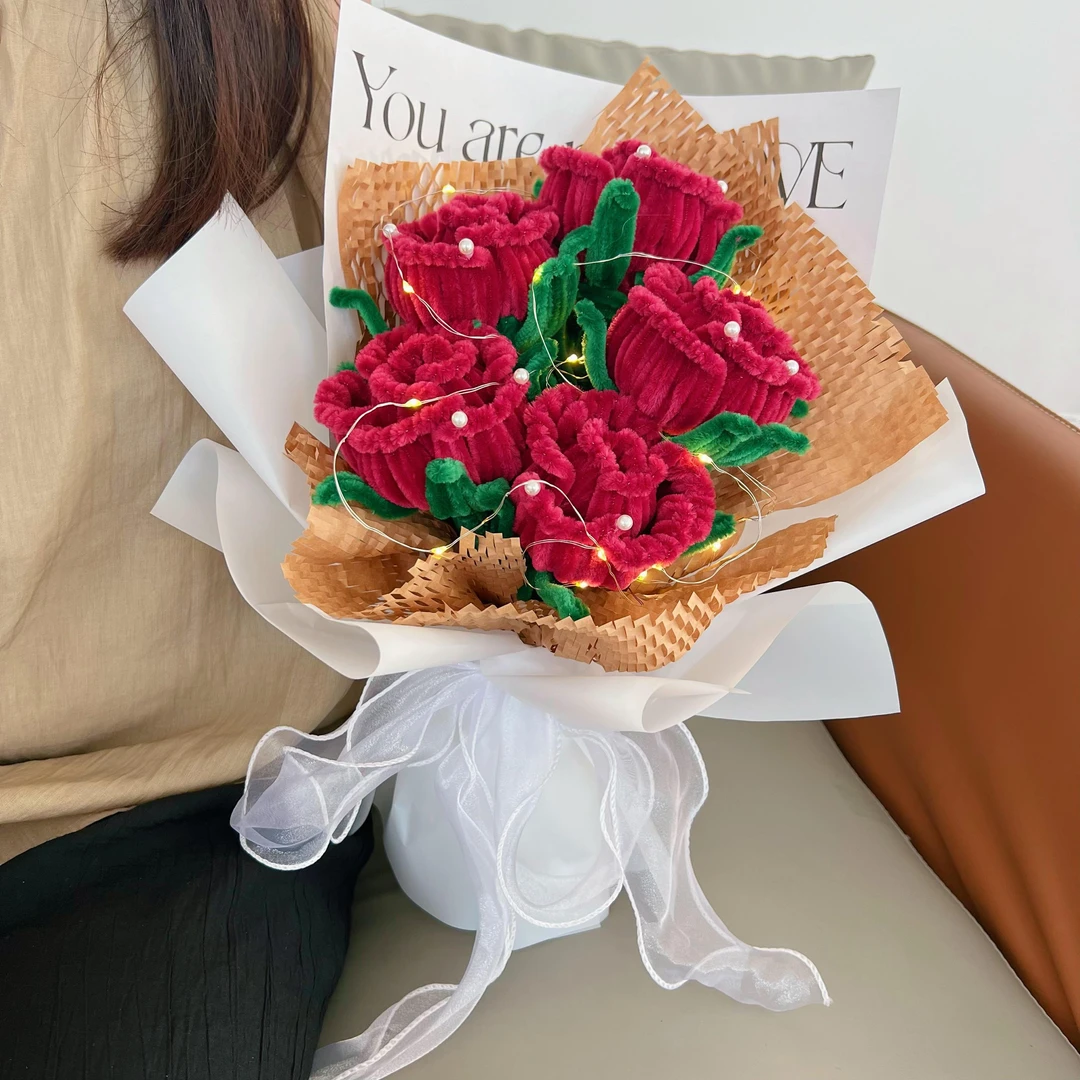 玫瑰花扭扭棒花束diy手工编织材料包送给闺蜜女友圣诞礼物创意