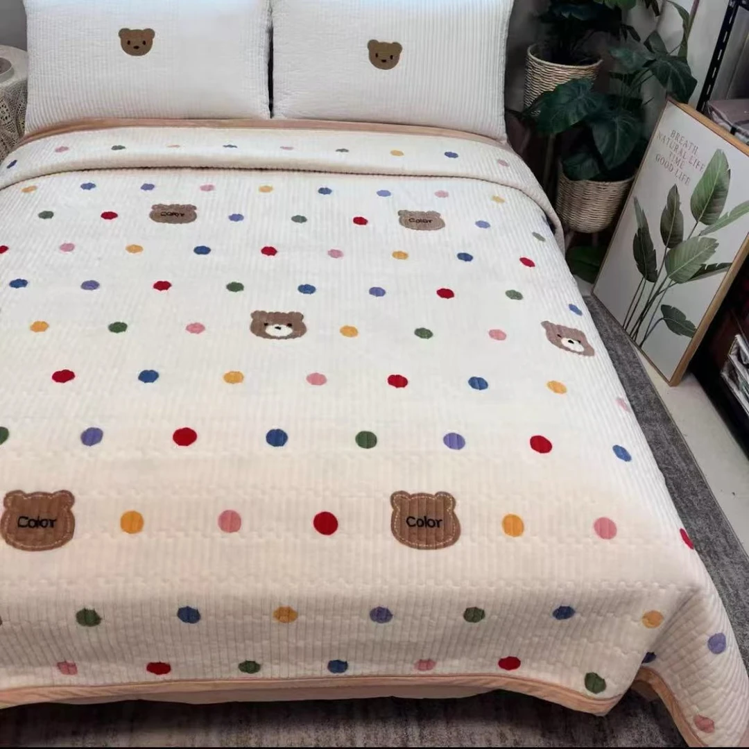 [Sky]波点熊2024新款加厚宝宝绒床盖炕垫秋冬保暖2m*2.3m