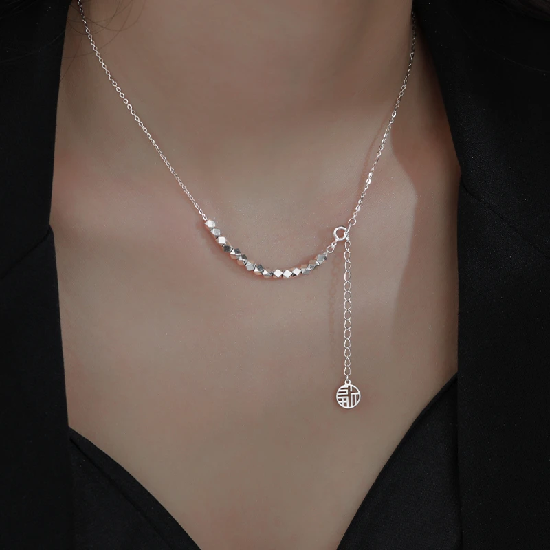 坠链均足银 碎银项链女新款爆款小众简约百搭气质s999纯银锁骨链