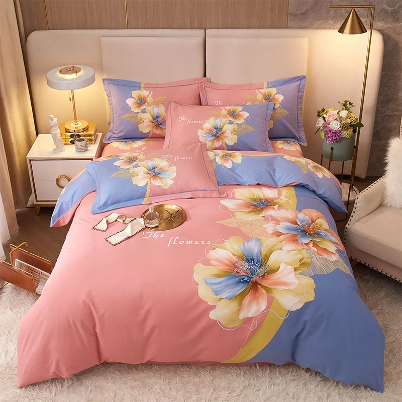 秋冬款纯棉四件套100全棉床单被套4件套纯棉床上用品-贝瑶粉