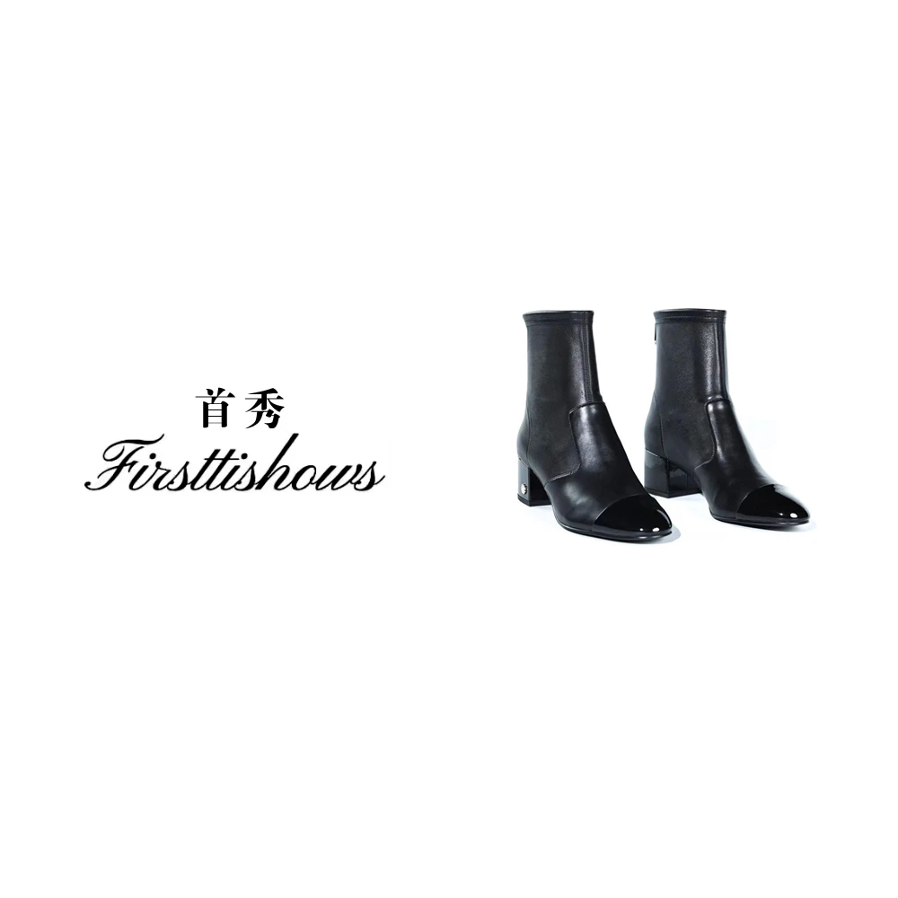 首秀·国奢【山茶花系列】高端贵妇轻奢短靴女鞋时尚粗跟时装短靴619