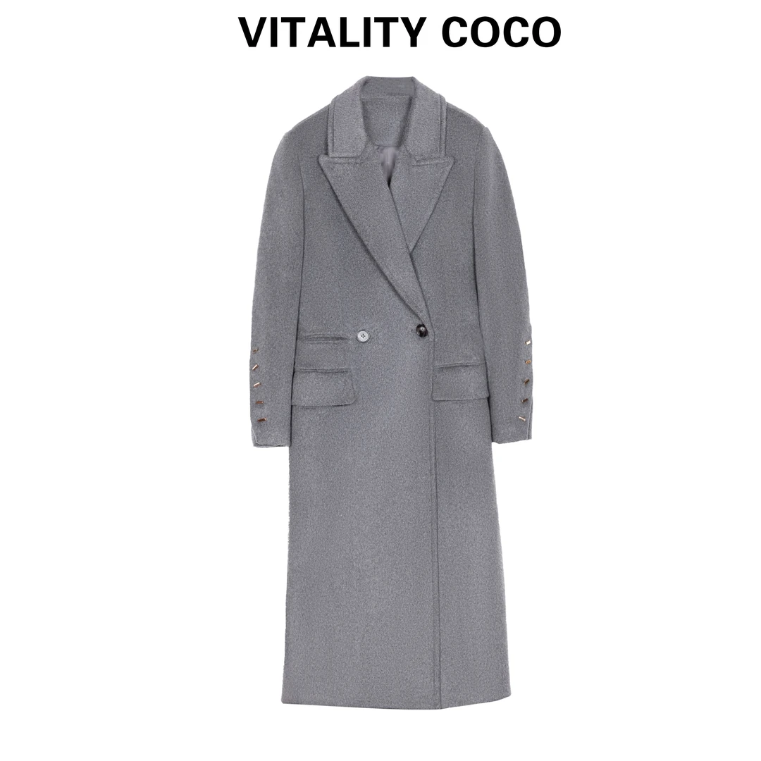 「VITALITY COCO」100美利奴羊毛大衣西装领中长款西装外套-586