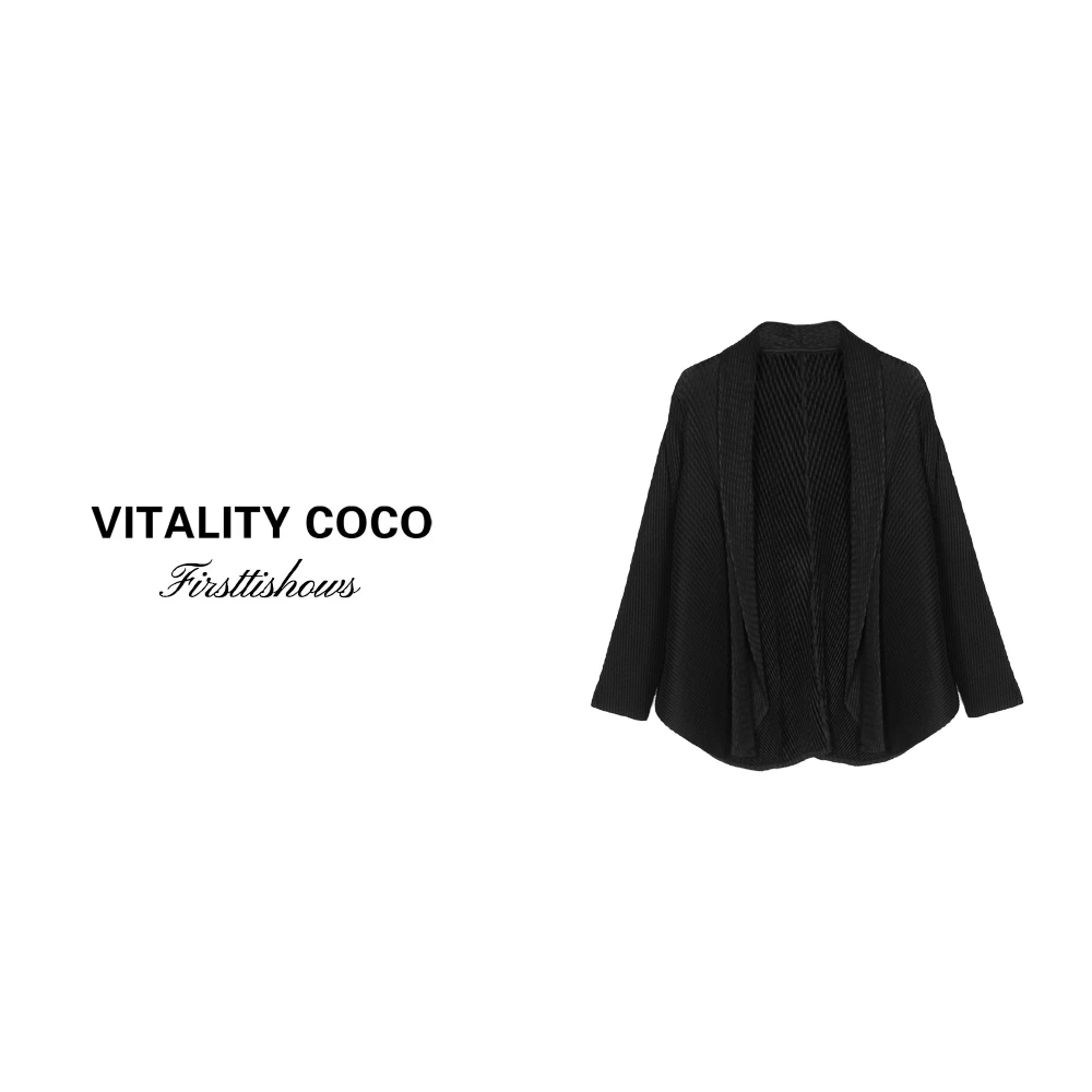 「VITALITY COCO」【西雅图褶皱】长袖时尚显瘦设计感褶皱开衫1341