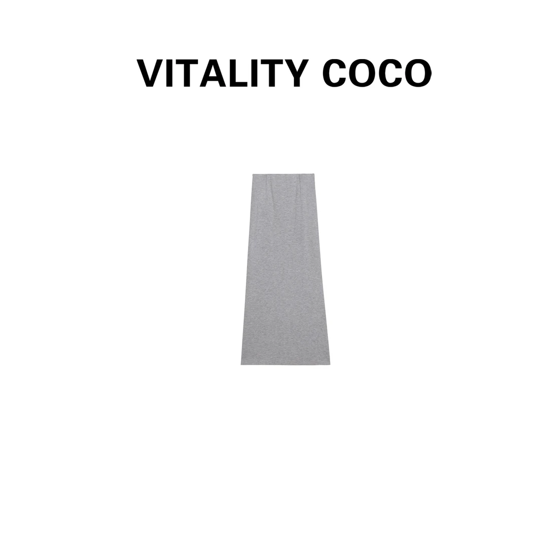 「VITALITY COCO」【空气裙】 休闲时尚气质纯色极简灰色半身裙-1126
