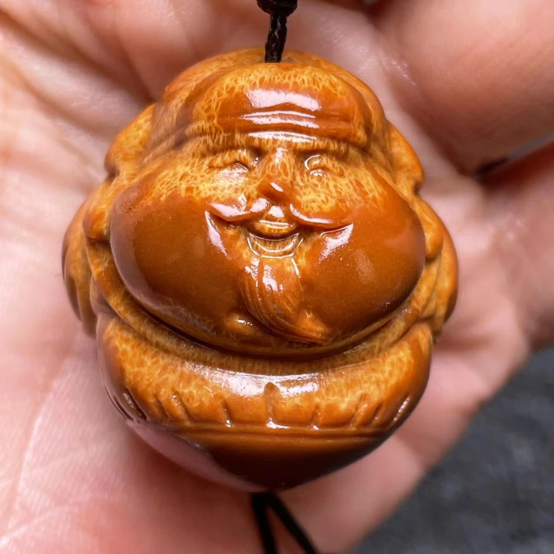 印尼大橄榄核雕雕刻 海派小财神单籽 手把绳 印尼橄榄核