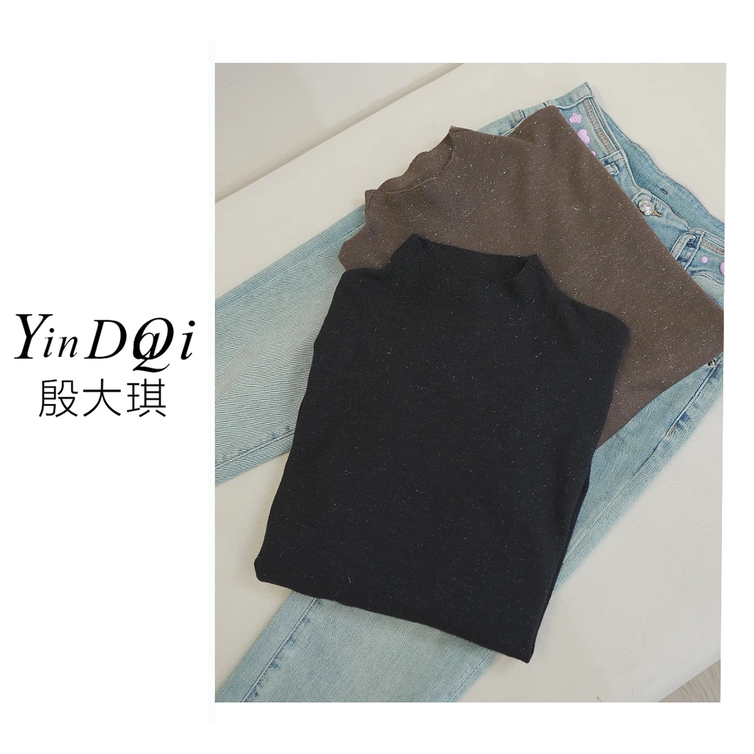 软糯亲肤 秋冬闪丝毛针织衫打底衫半高领内搭上衣女