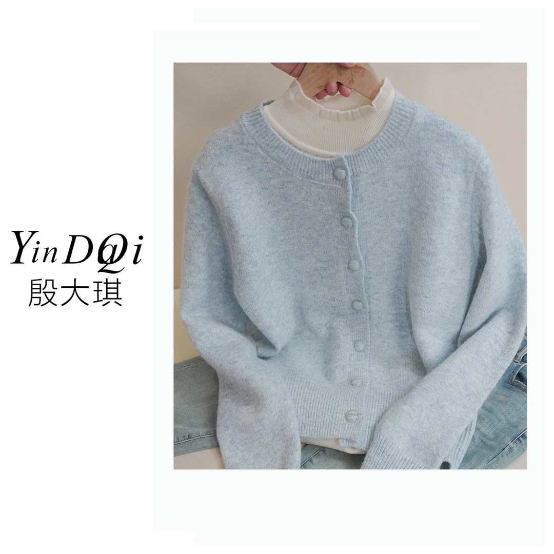 【百花绒】温柔花纱2024秋冬加厚针织开衫毛衣外套女