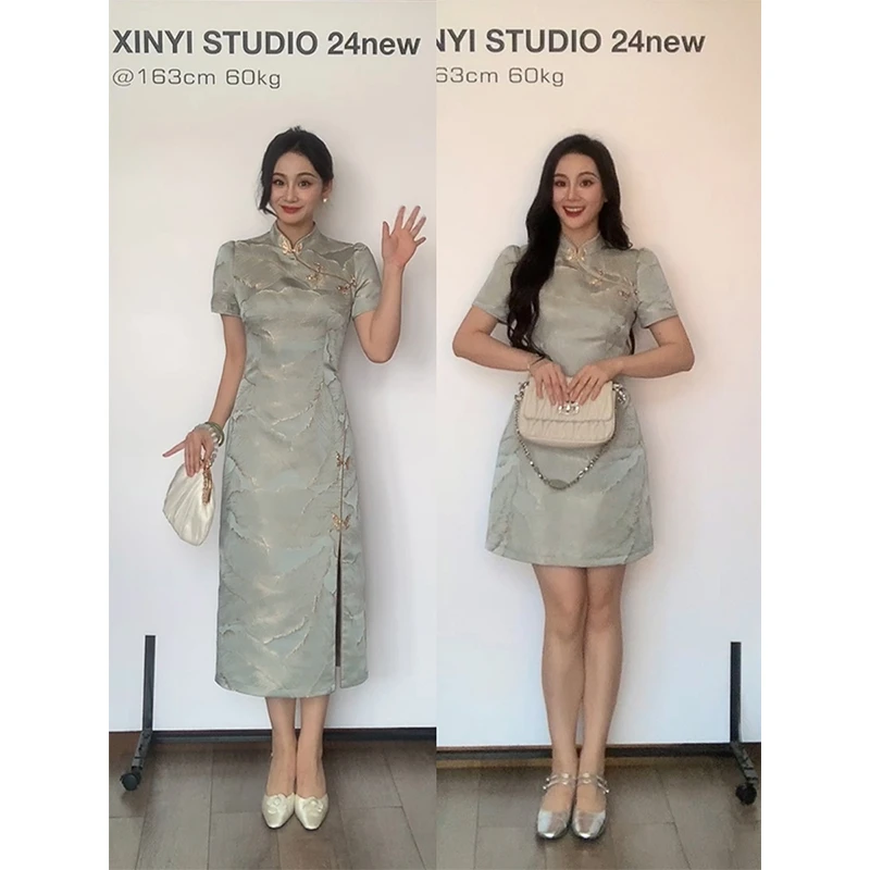 XINYI【吟蝶】夏季国风刺绣连衣裙收腰显瘦X624Q03431/X624Q04539