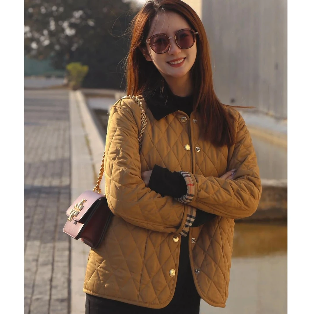 菱形格绗缝格子夹层绵羊毛棉衣棉服MY2382