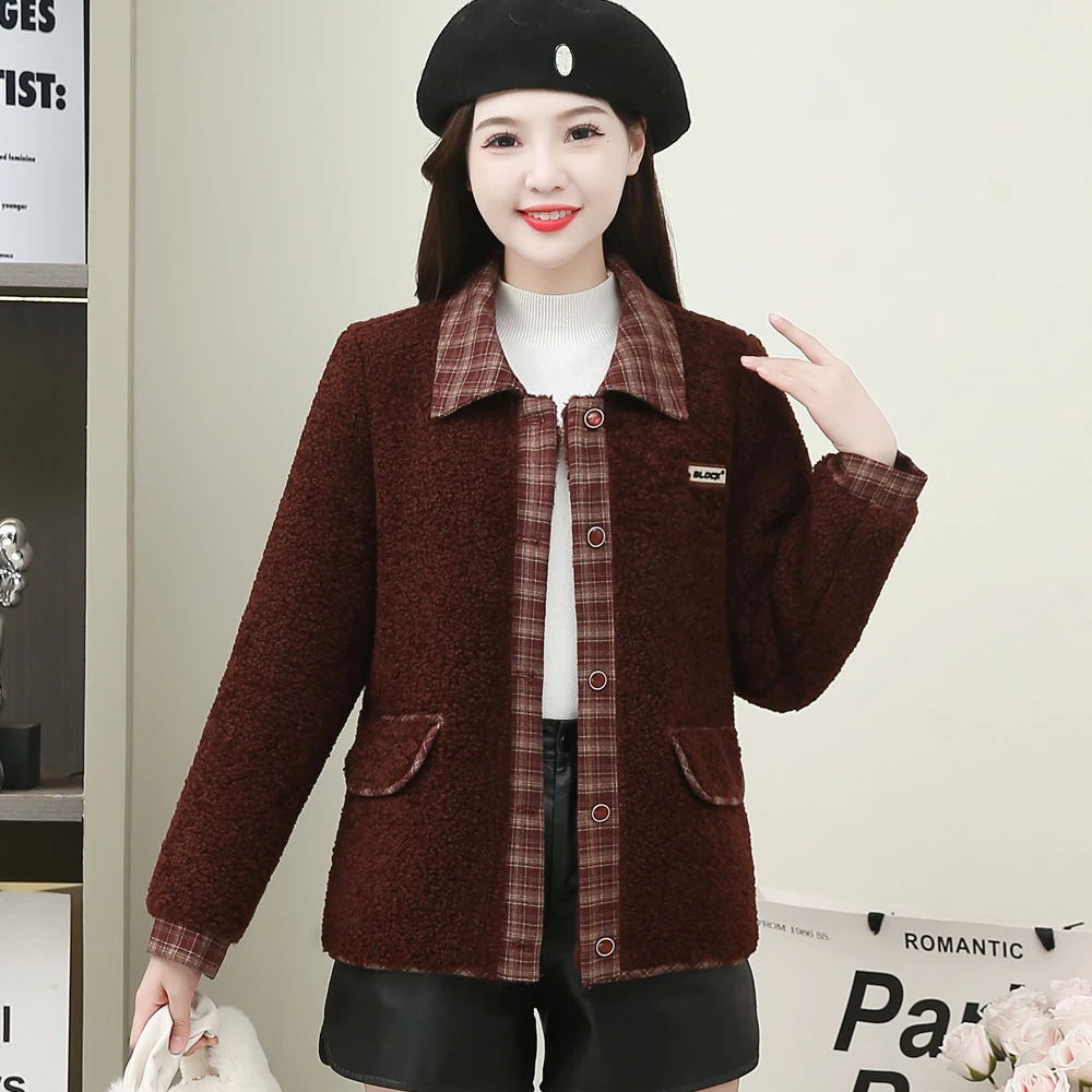 加绒中老年毛绒外套2024冬季新款时尚保暖加厚短款小个子宽松大衣