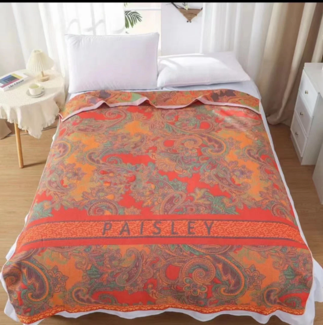 【红色腰果花单人床盖】150*200纱布防汗高档透气床盖