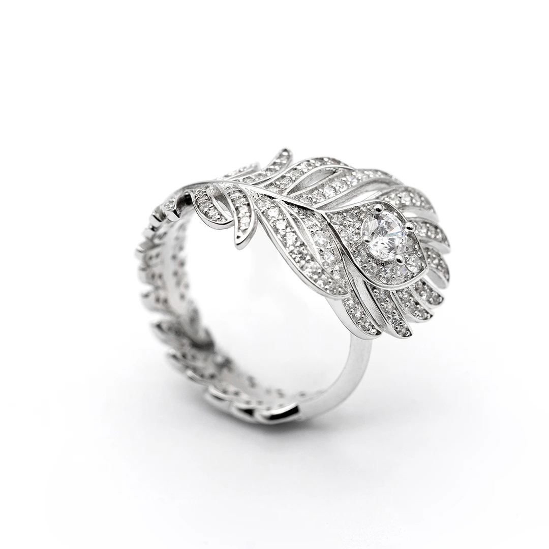 合金戒指 羽毛戒指欧美温柔轻奢高端气质小众时尚潮流