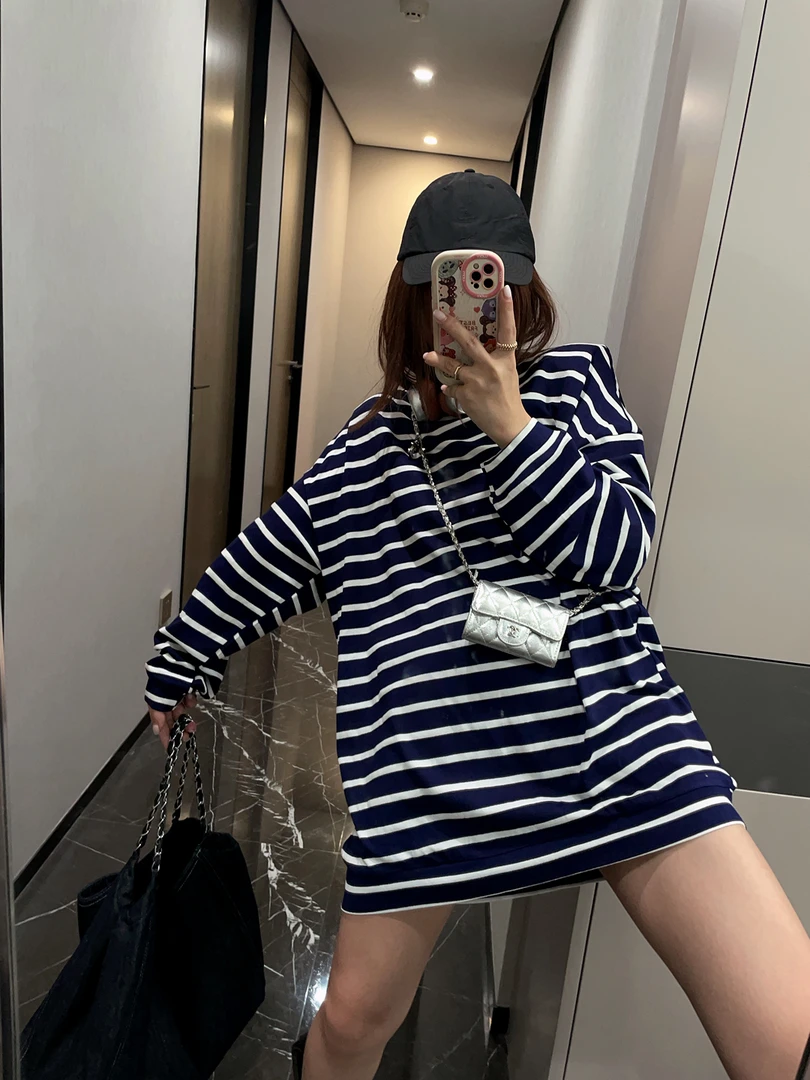 互补撞色 超细条纹衫纸片人打底衫T