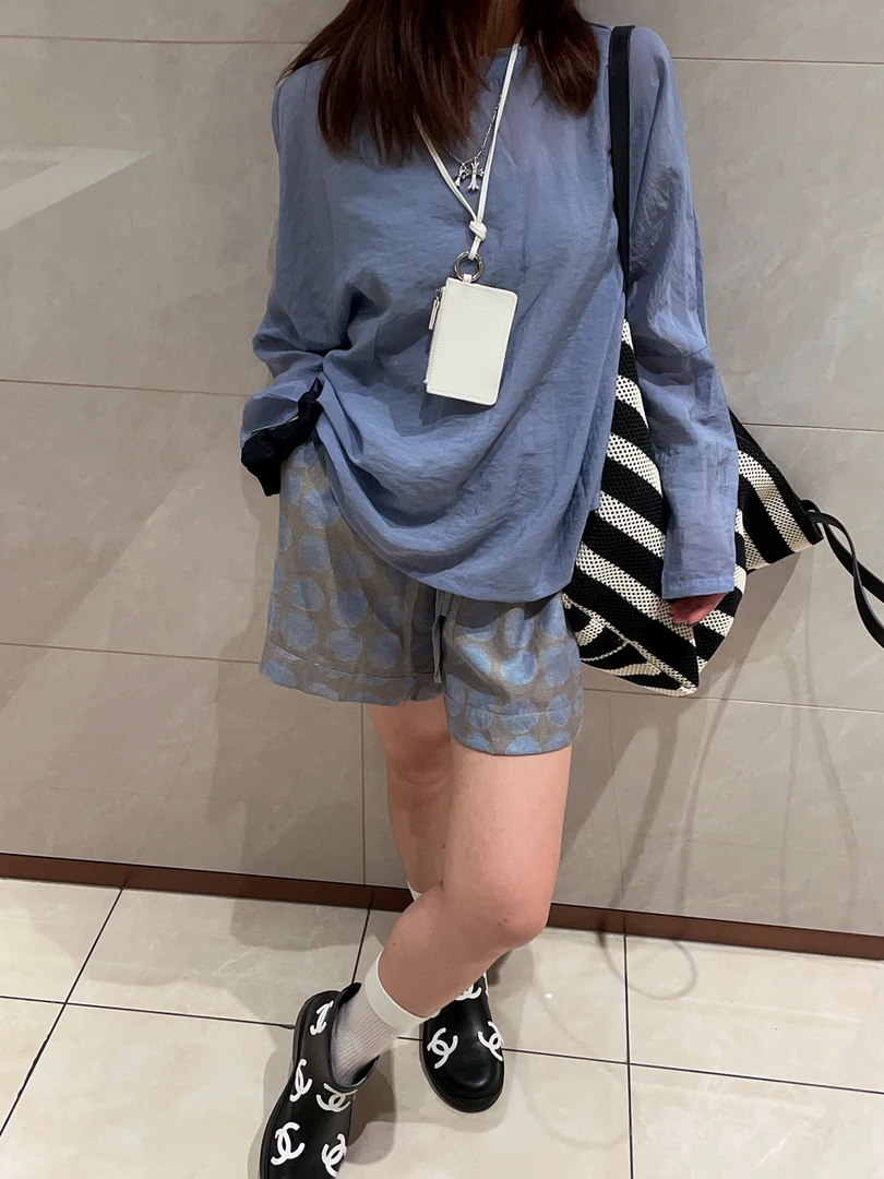 清爽夏天OOtd 长袖防晒上衣高腰短裤两件套装24327