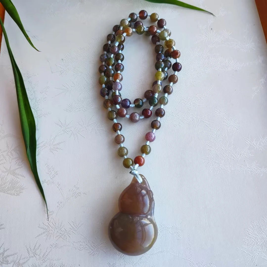 非金属硅胶吊坠 天然珊瑚石吊坠葫芦（随机颜色）