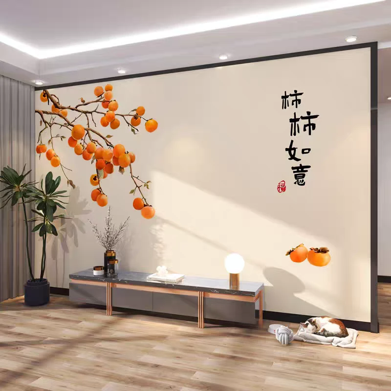 定制电视背景墙8D立体壁画中式卧室床头背景影视装饰3D墙布壁画
