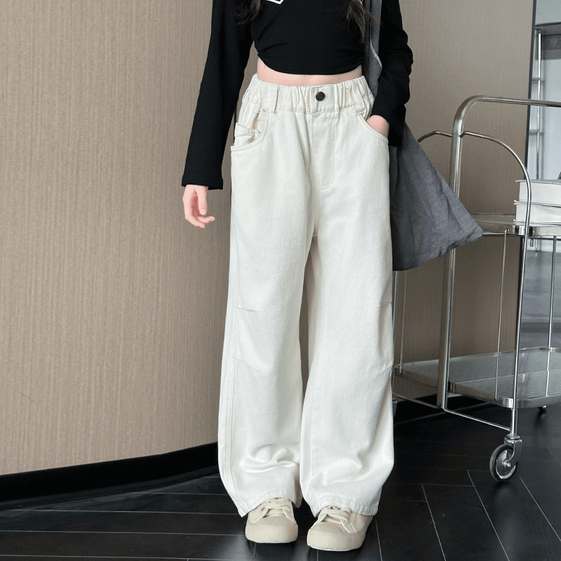 女童裤子秋装6-12岁潮款韩版儿童洋气直筒裤春秋款中大童休闲裤潮