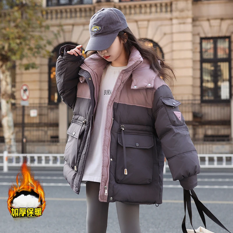 女童棉服冬装外套2024新款洋气儿童冬季加厚棉袄大童冬装女孩棉衣