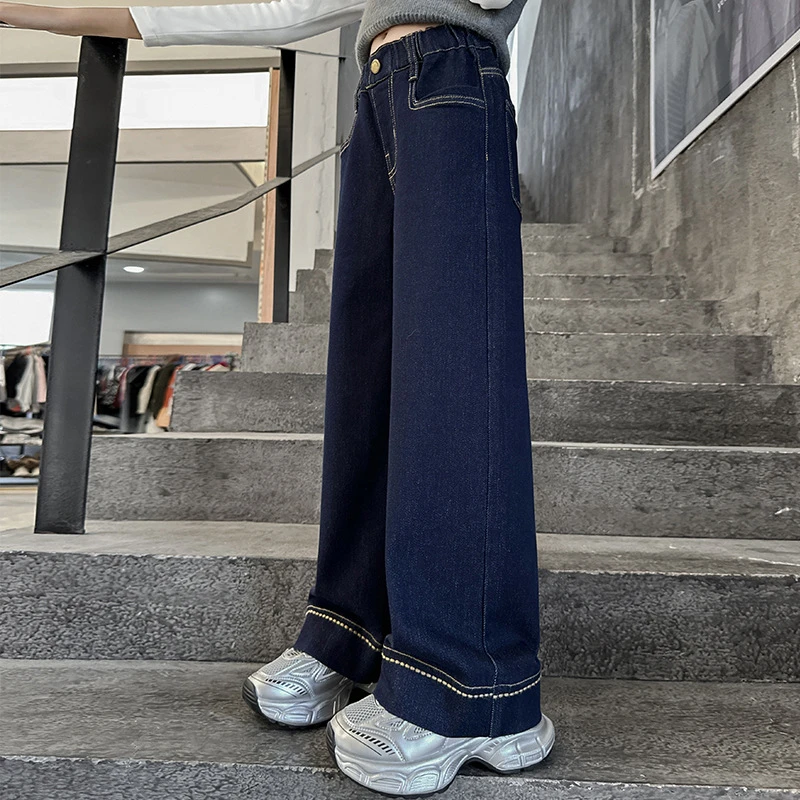 女童牛仔裤春秋2024新款儿童洋气宽松直筒裤中大童秋装裤子12岁潮