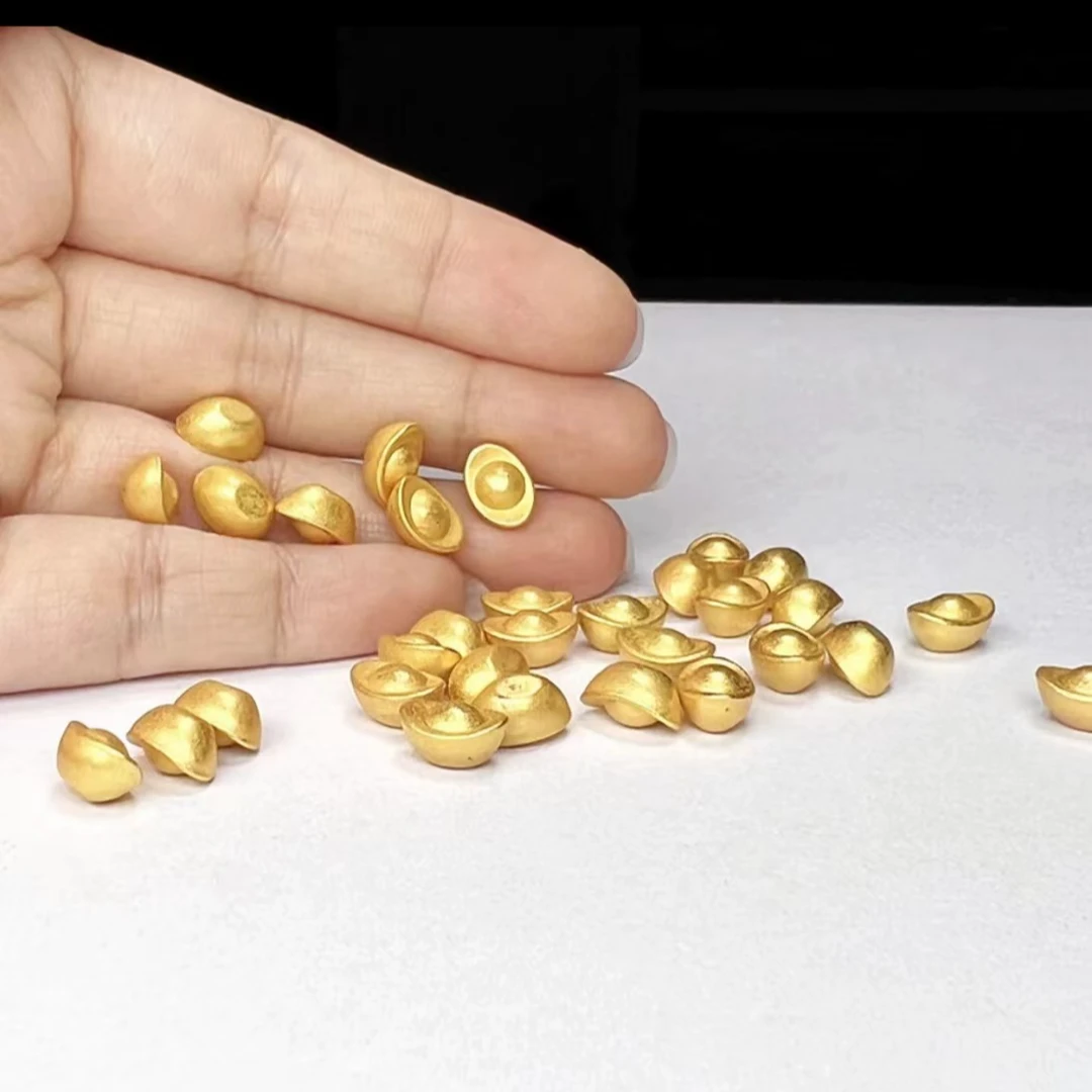 长1厘米实心仿真元宝摆件聚宝盆米缸填充物金色装饰品家居摆件