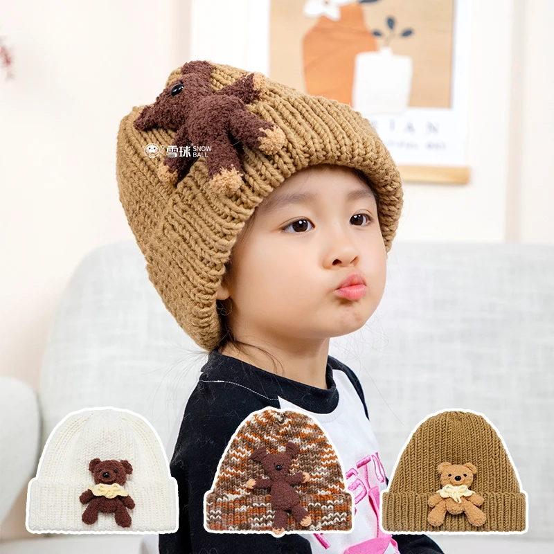 雪球diy手工编织小熊暖阳帽子材料包秋冬保暖针织毛线护耳帽