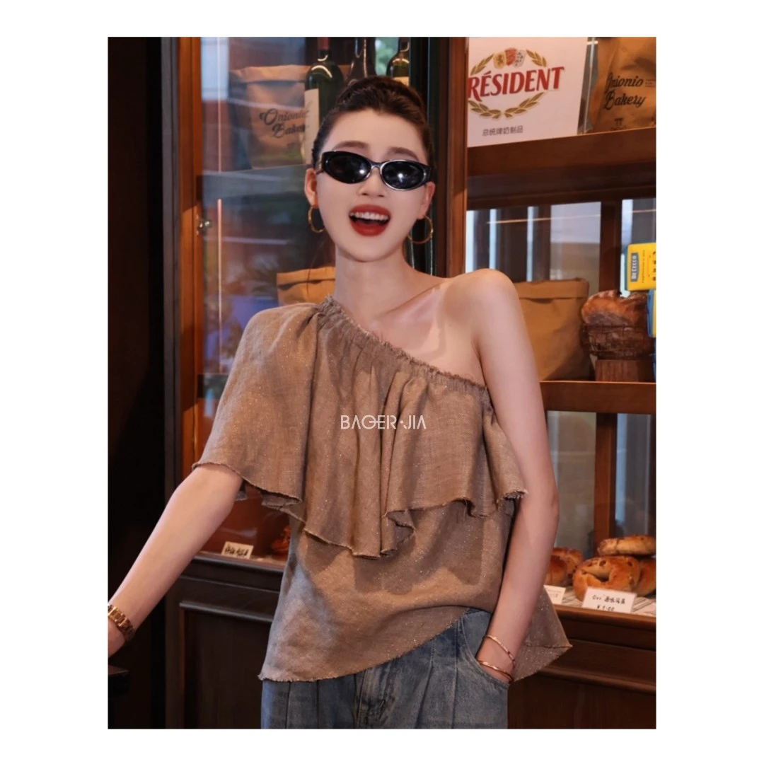 3-宝儿家含幂BK42724206夏季穿搭设计师款不规则设计时髦洋气上衣