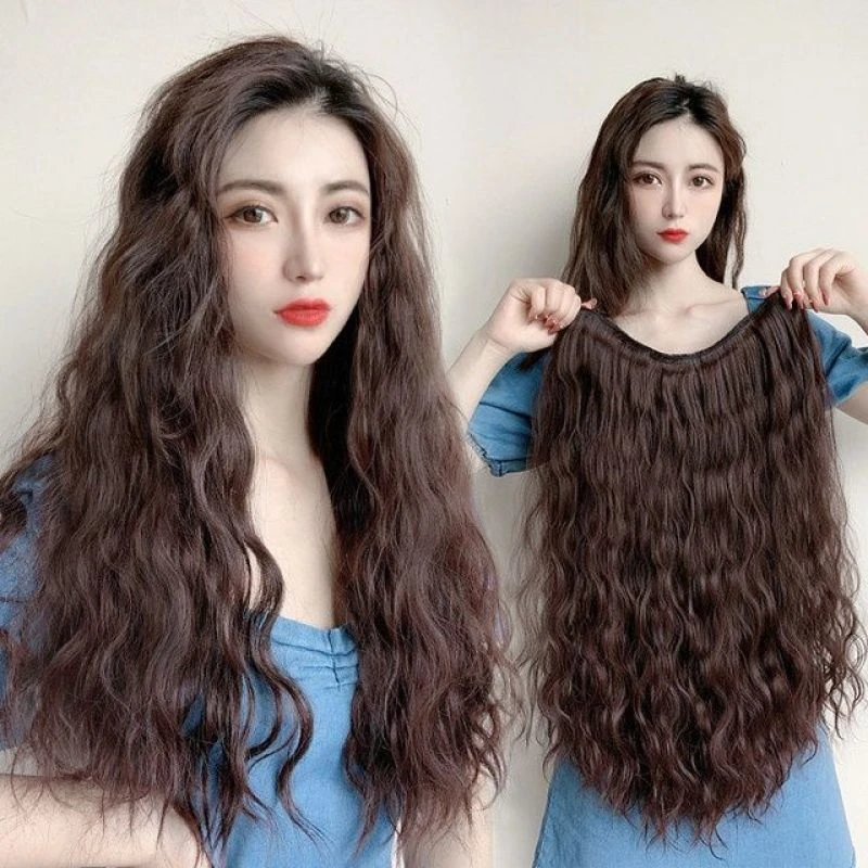 假发女U型长卷发  网红泡面羊毛卷半头套 大波浪长发自然无痕佩戴
