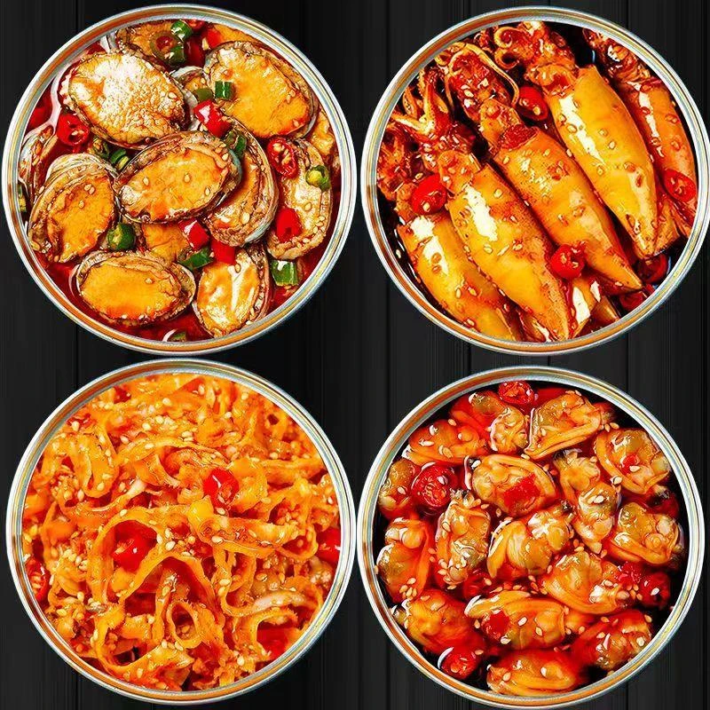 【小扬哥力荐】即食龙虾尾罐头海鲜熟食八爪鱼鲍鱼生蚝速食带鱼零