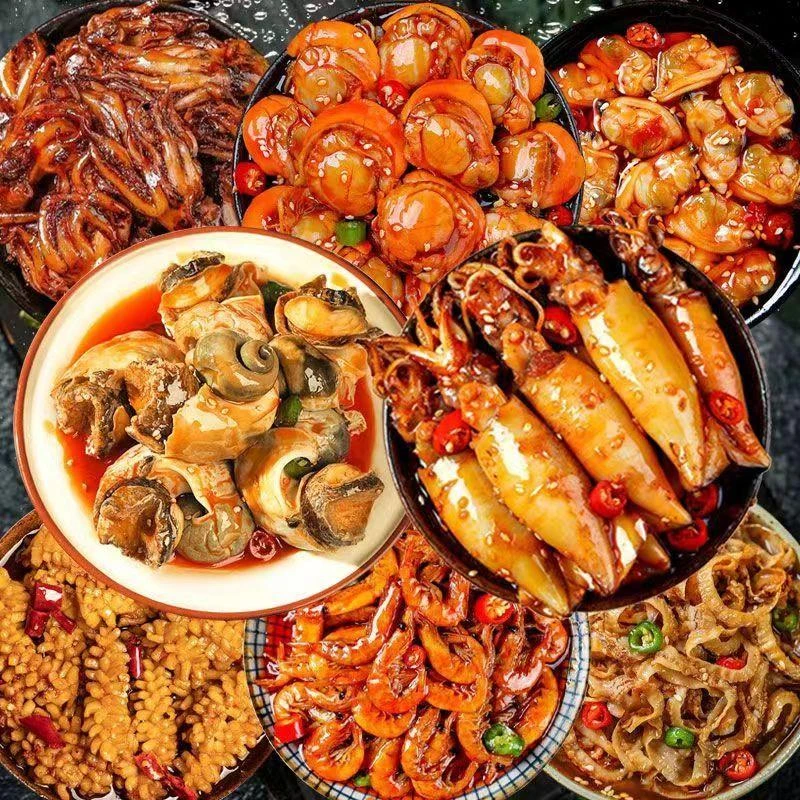 【小扬哥力荐】麻辣海鲜罐头八爪鱼大爆头扇贝生蚝鱿鱼虾尾即食小