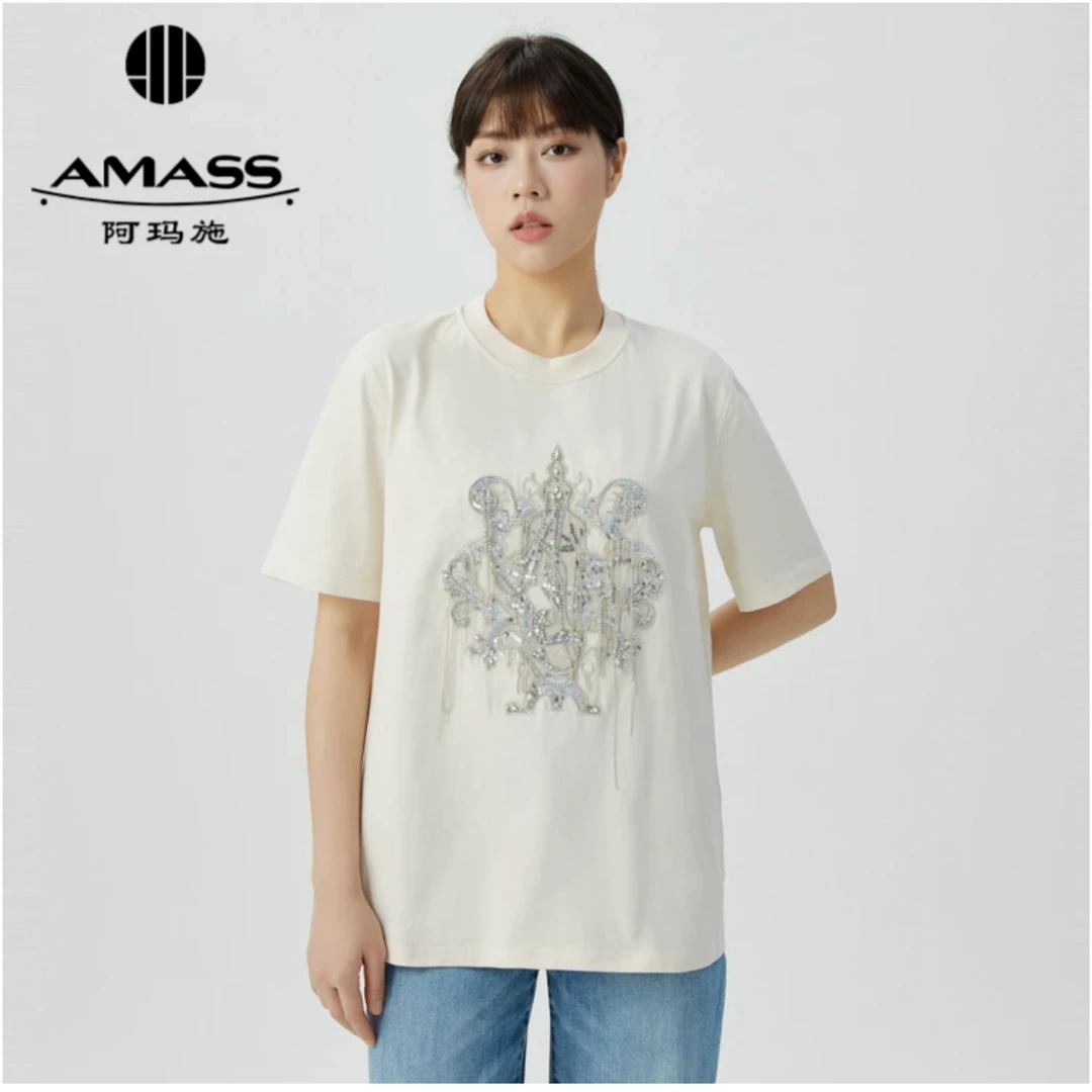 【阿玛施AMASS】阿玛施“星耀之鼎”质感圆领T恤休闲宽松 5300902