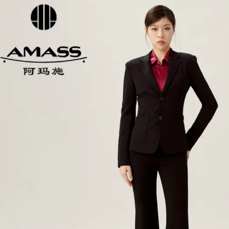 【阿玛施AMASS】5400808 翻领双口袋收腰通勤西服气质,垫肩可拆卸
