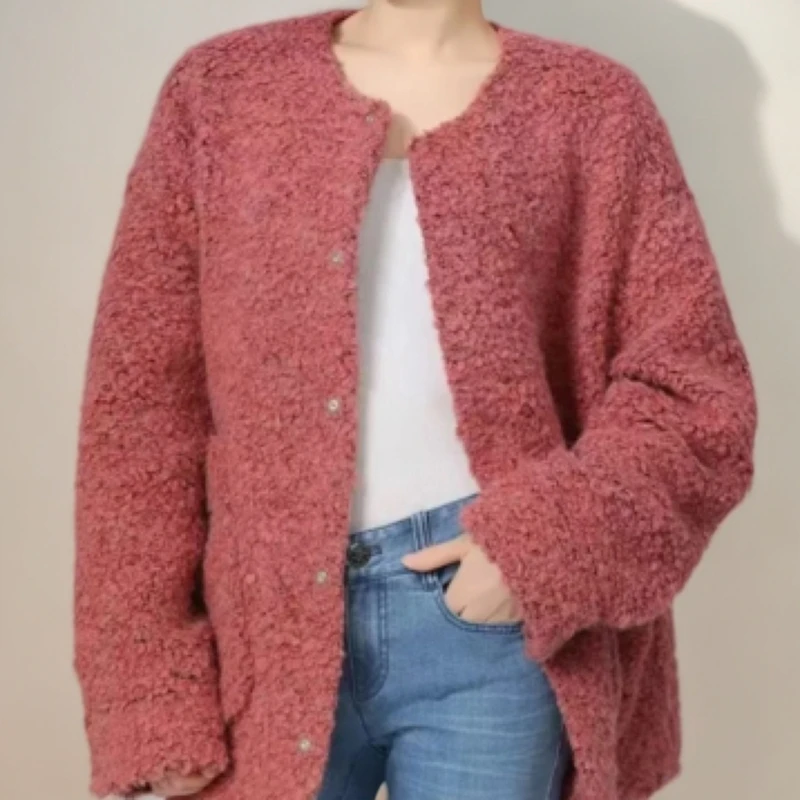 【AMASS/阿玛施】5400830 秋冬毛绒外套保暖柔软廓形上衣女外套