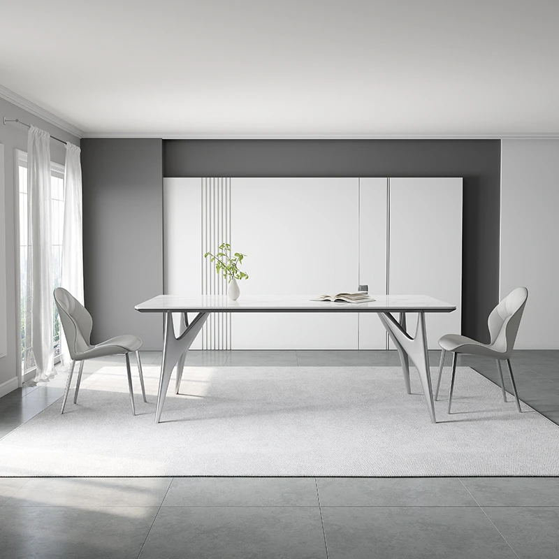 巴普洛餐桌轻奢简约意式餐桌岩板餐桌吃饭桌长方形家用饭桌子